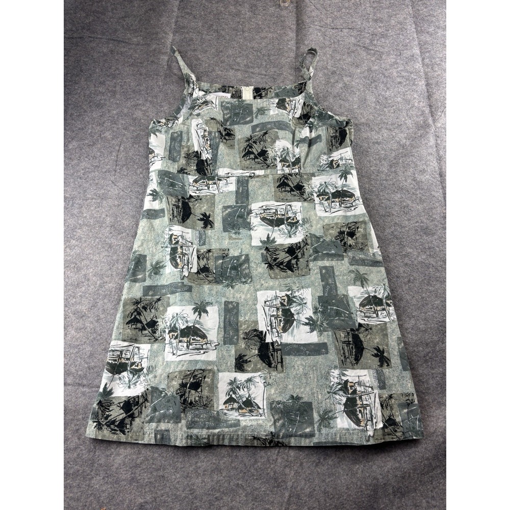 VTG Seawind Womens 12 SEE Cocopalms Island 90s Collage Print Mini Shift Dress